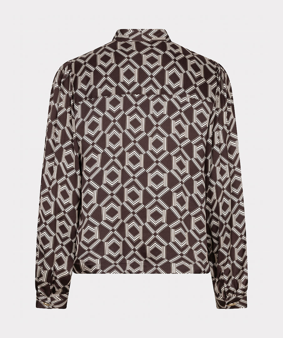 Blouse Strik Print Bruin