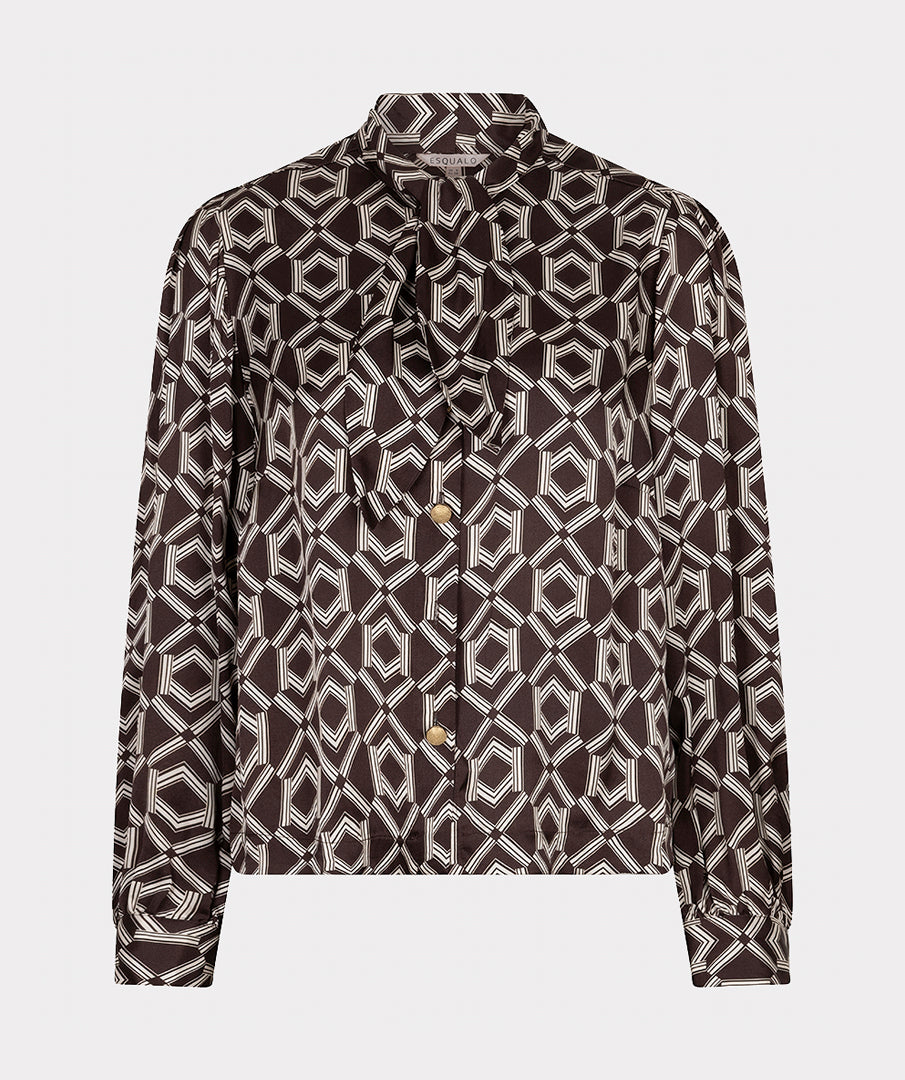 Blouse Strik Print Bruin