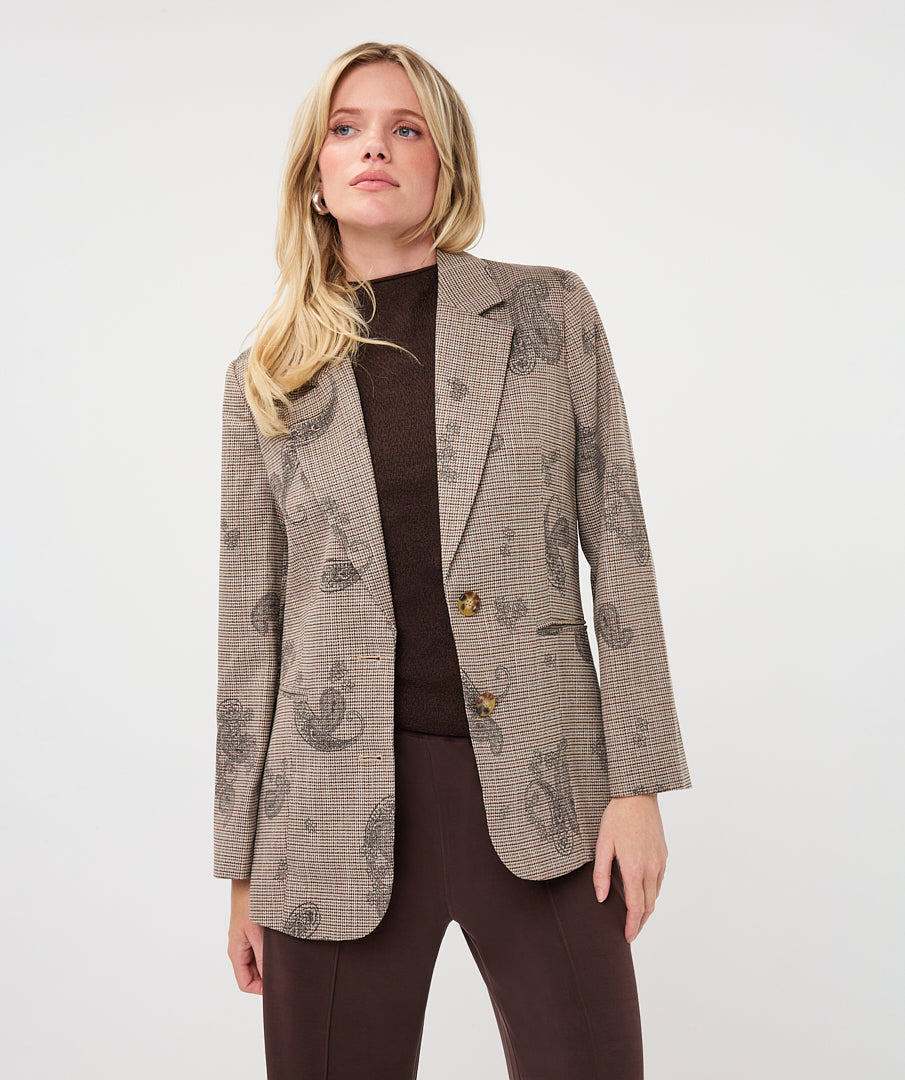 Blazer Paisley Ruit Beige
