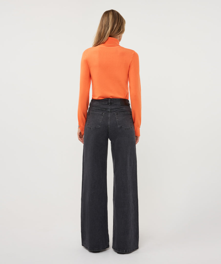 Wide Jeans Strass Zwart