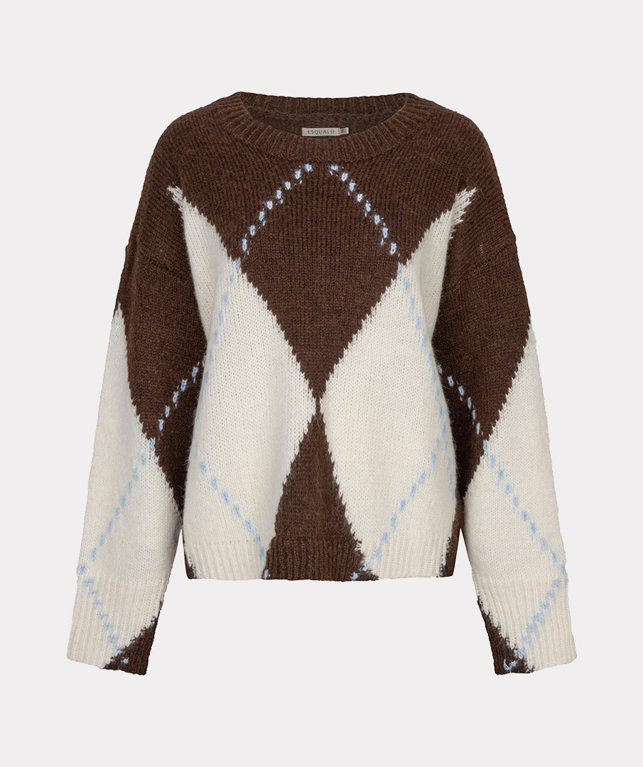 Trui Argyle Bruin