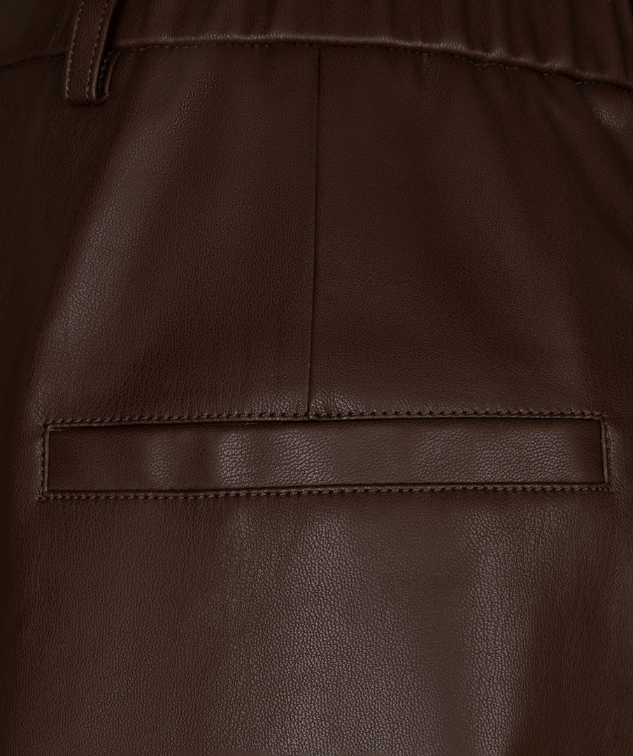 Broek Wijd Leatherlook Bruin