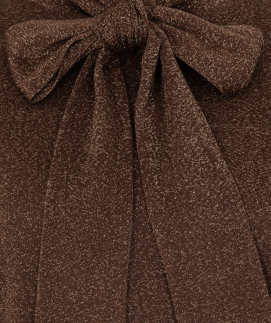 Blouse Strik Lurex Bruin