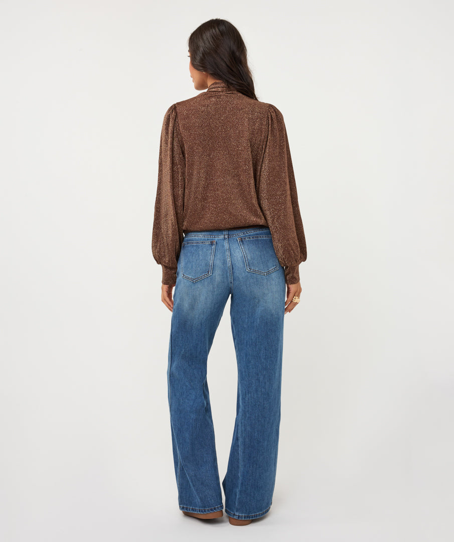 Blouse Strik Lurex Bruin