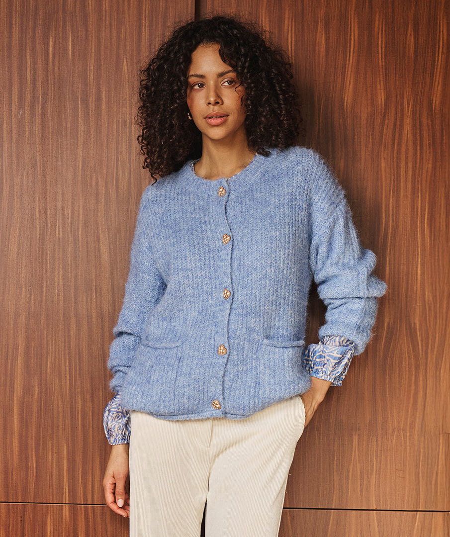 Vest Sierknopen Blauw