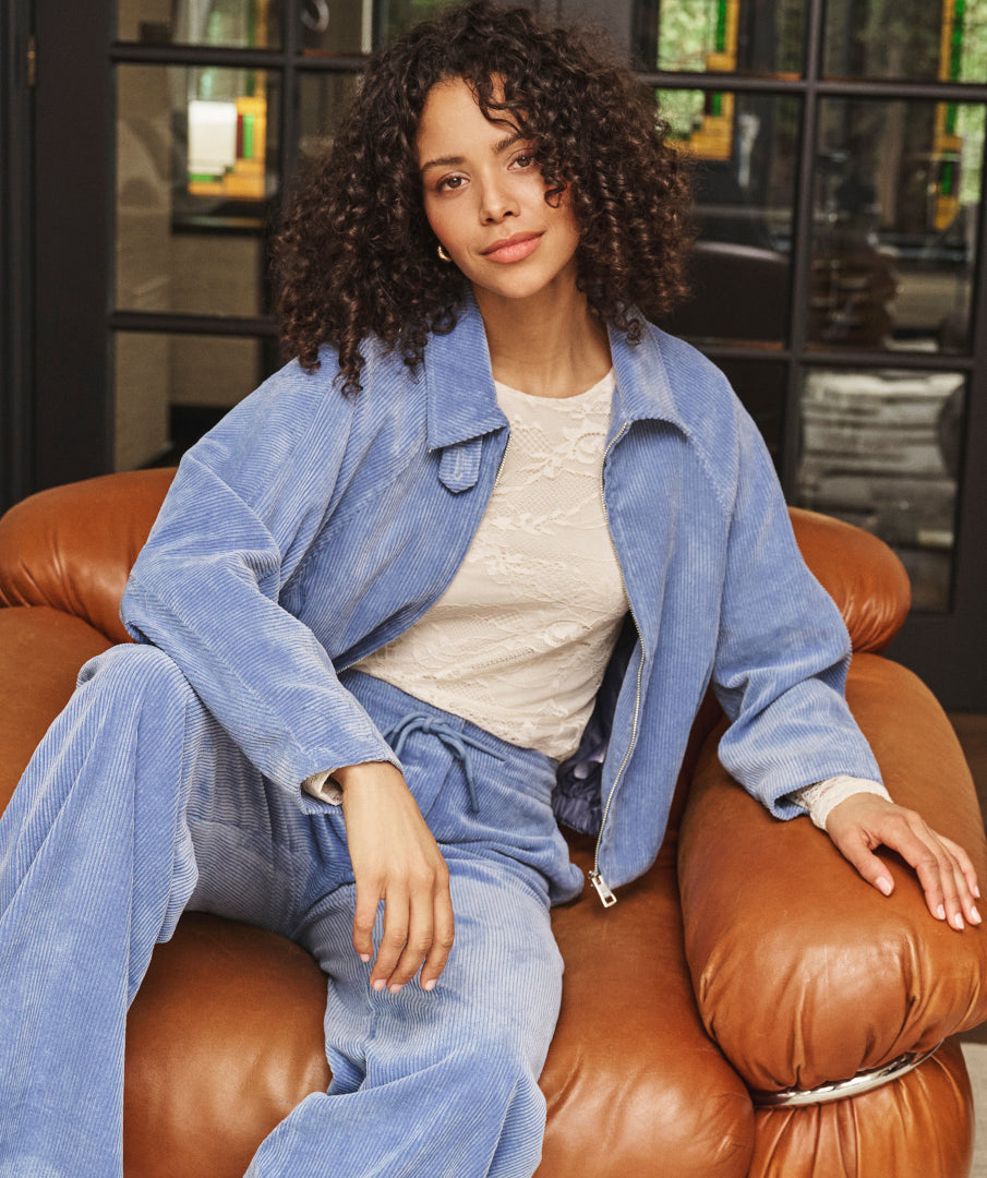Bomber Ribcord Blauw