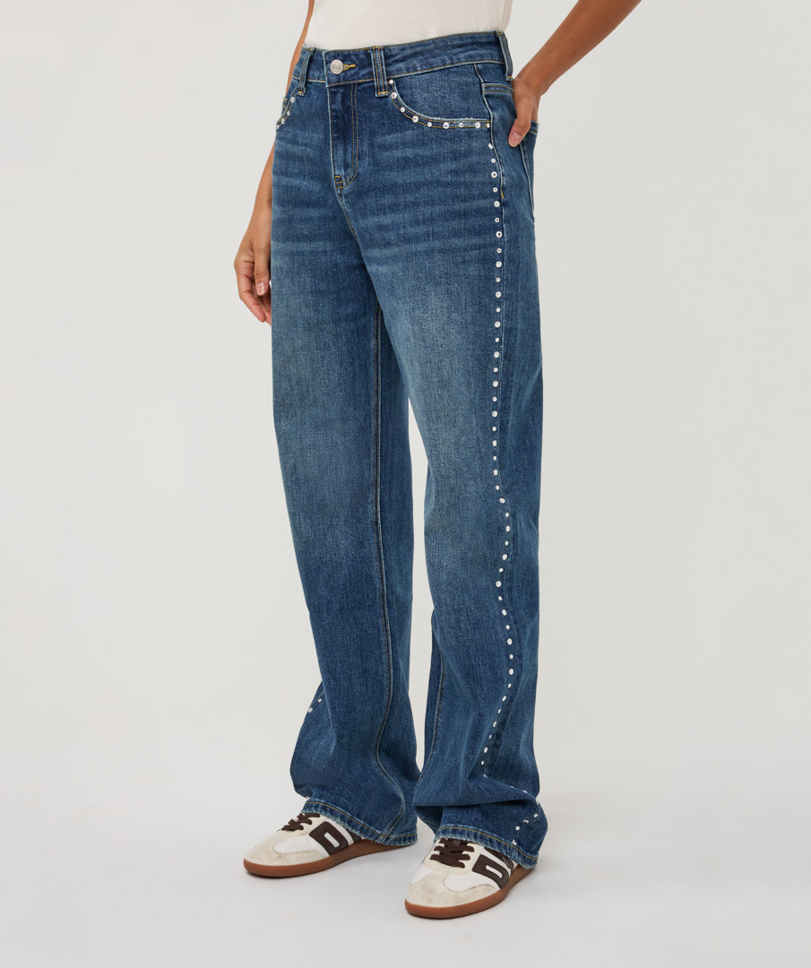 Straight Jeans Studs Blauw
