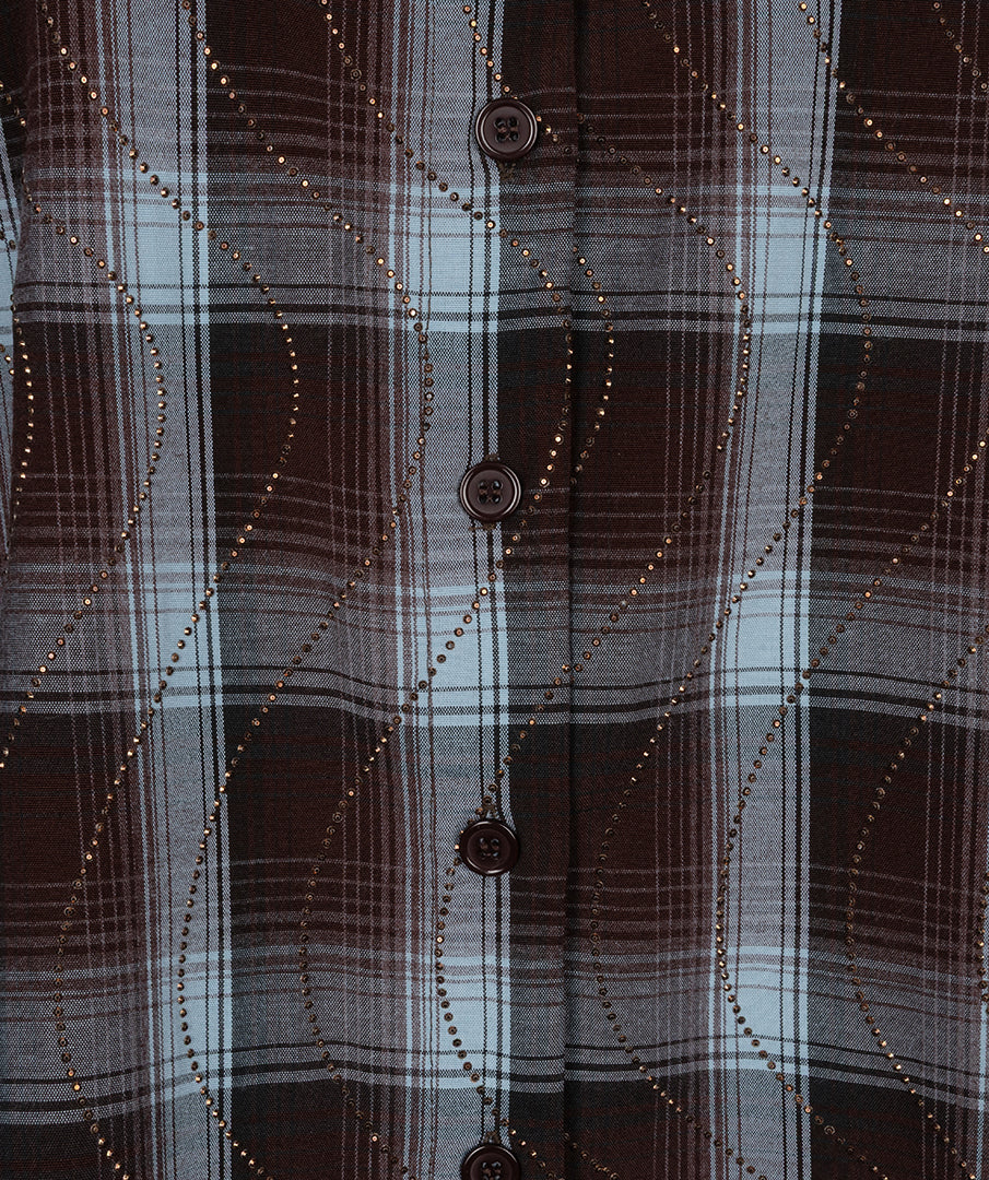 Blouse Ruit Strass Bruin