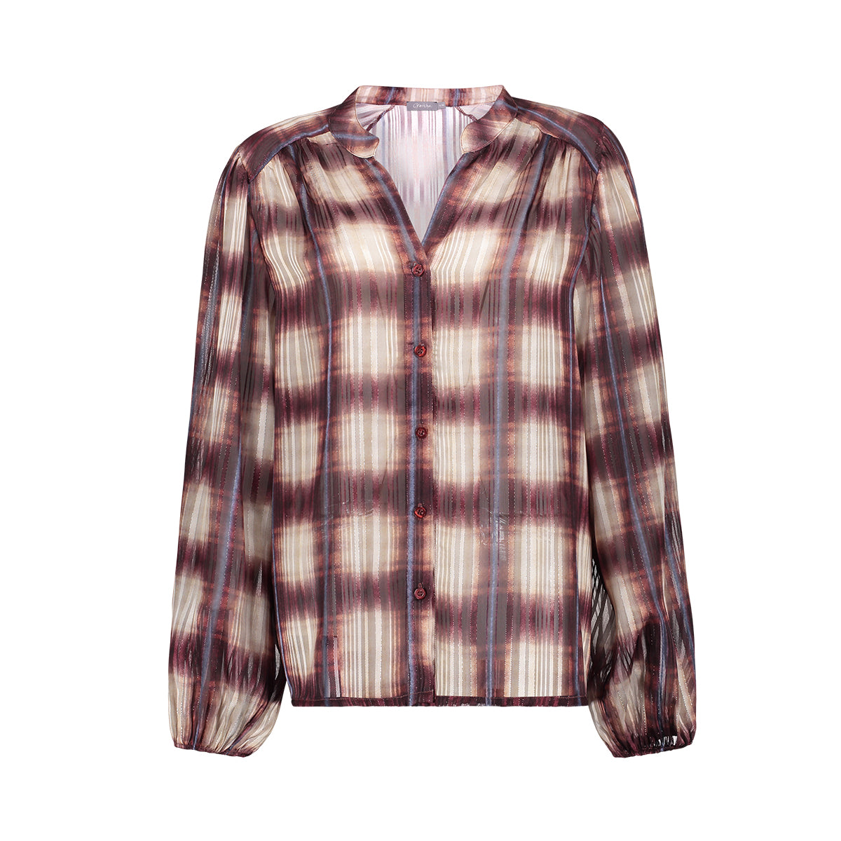 Blouse Ruit Lurex Ecru/Bordeaux