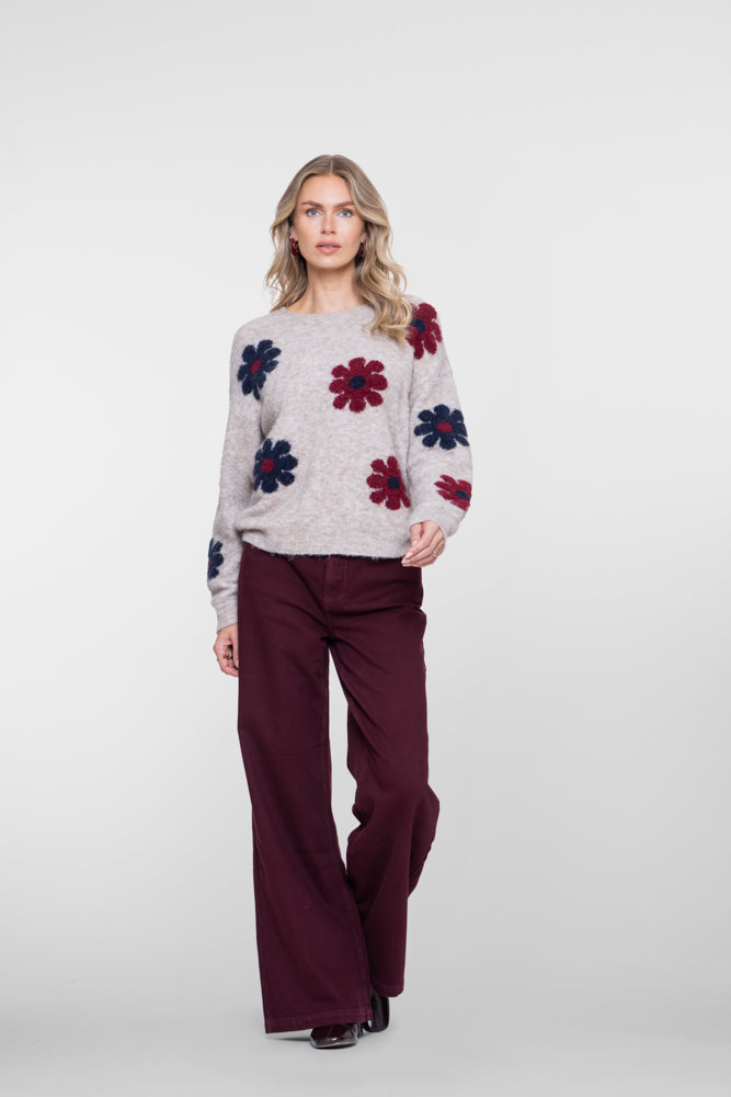 Jeans Wijde Pijp Bordeaux
