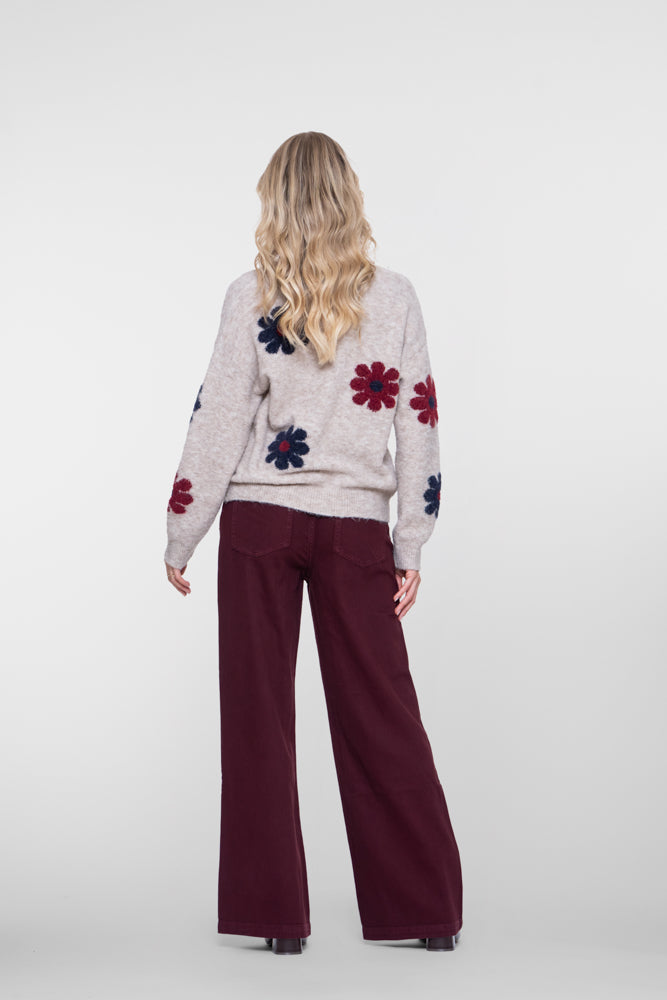 Jeans Wijde Pijp Bordeaux