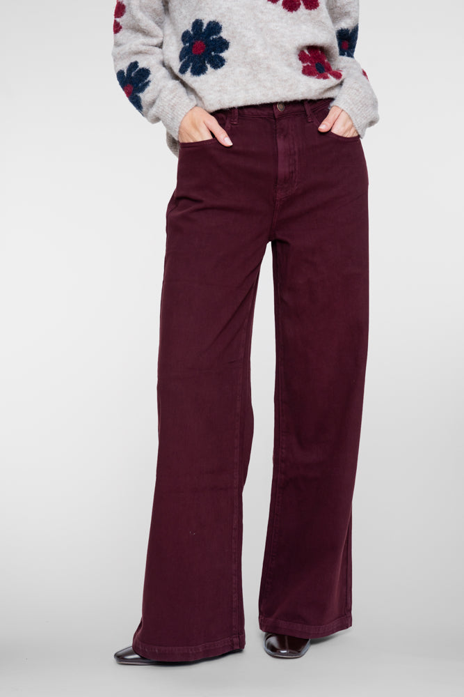 Jeans Wijde Pijp Bordeaux
