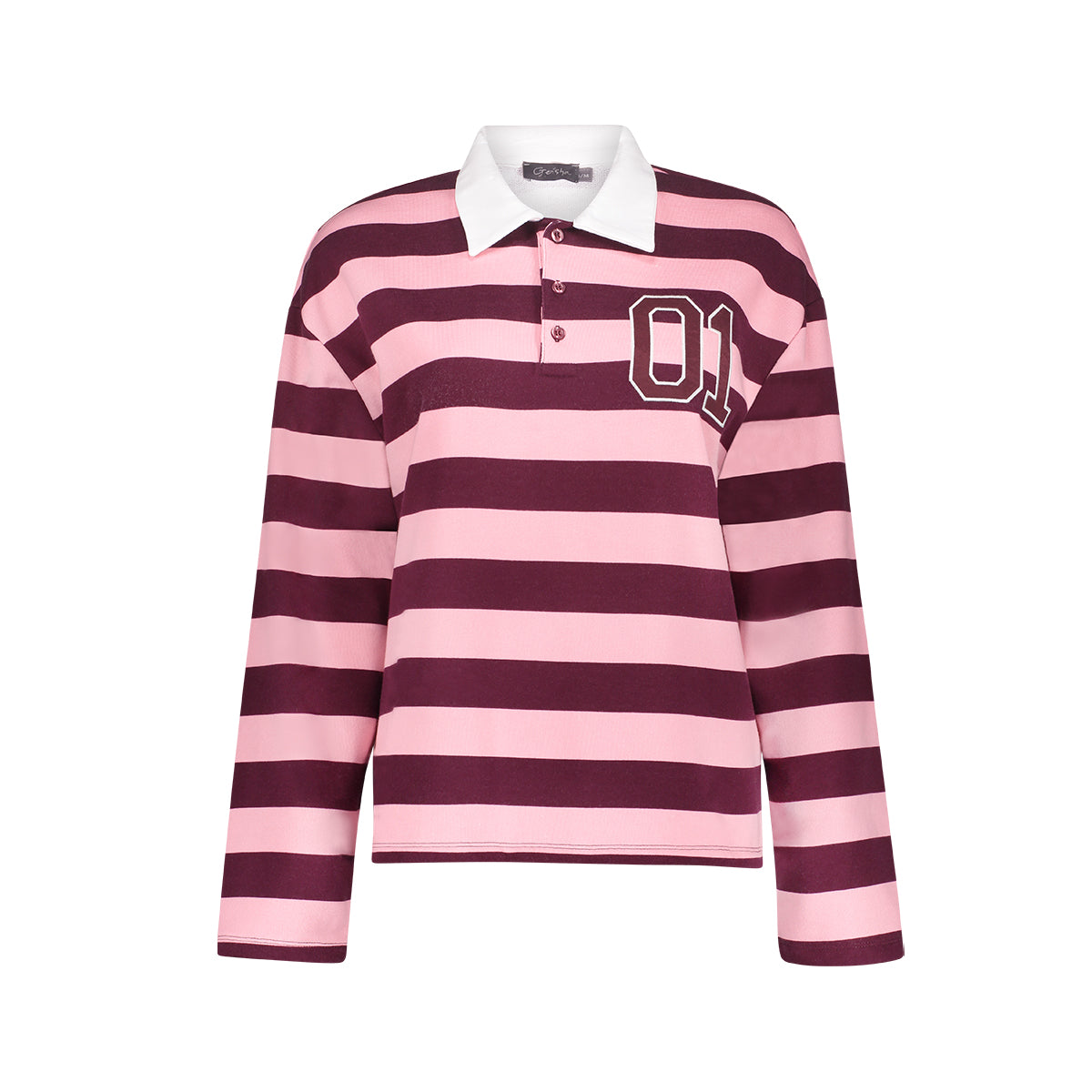 Rugbysweater Streep Bordeaux/Roze
