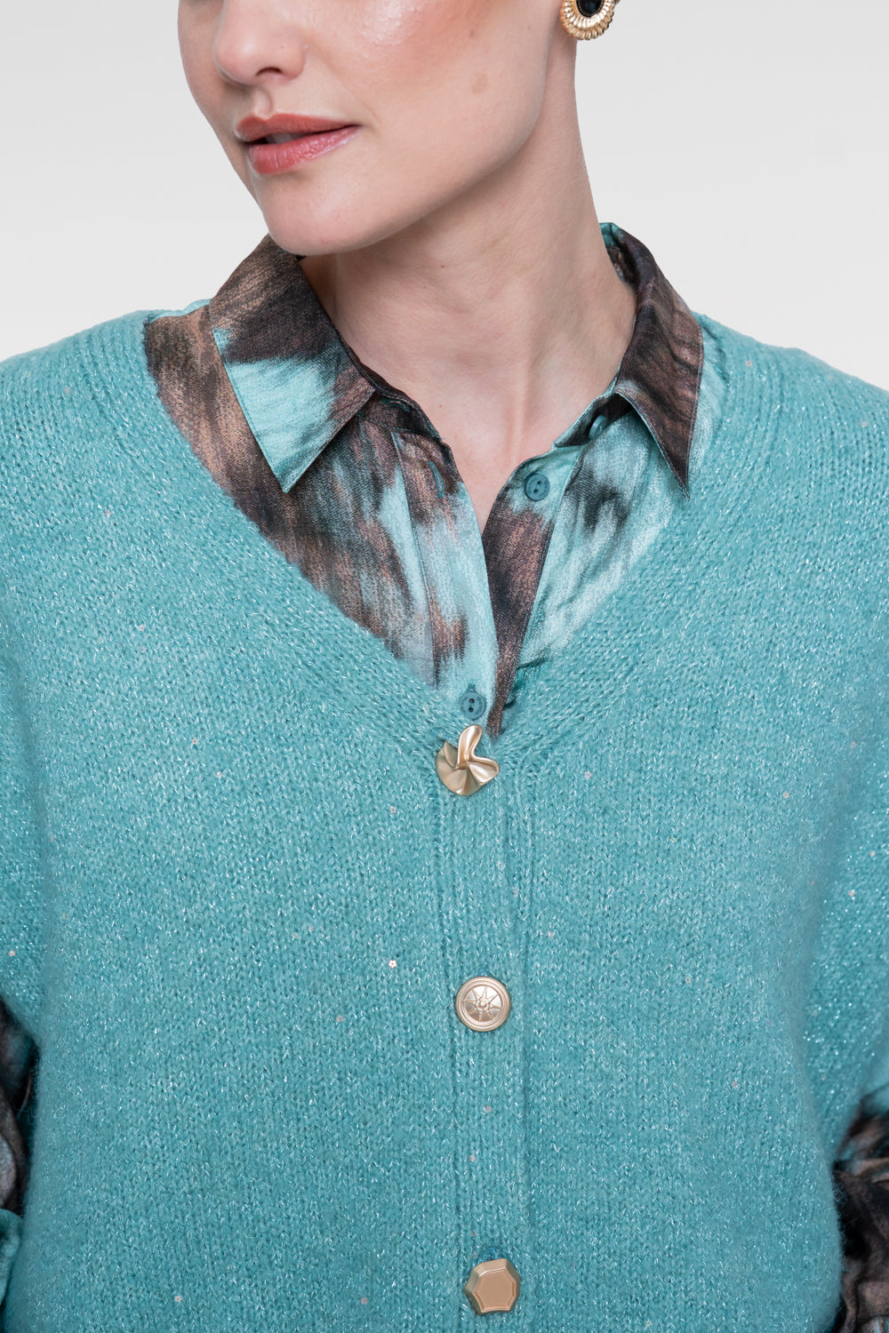 Gilet Sierknopen Aqua