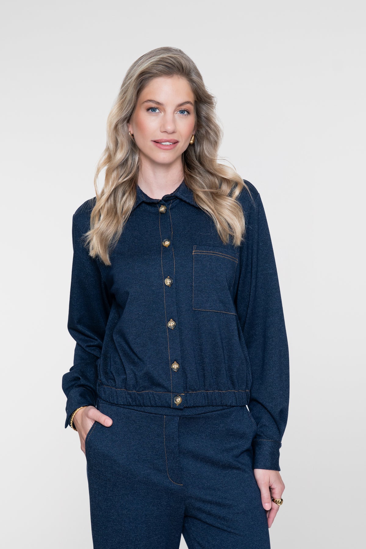 Blouse Denimlook Donkerblauw