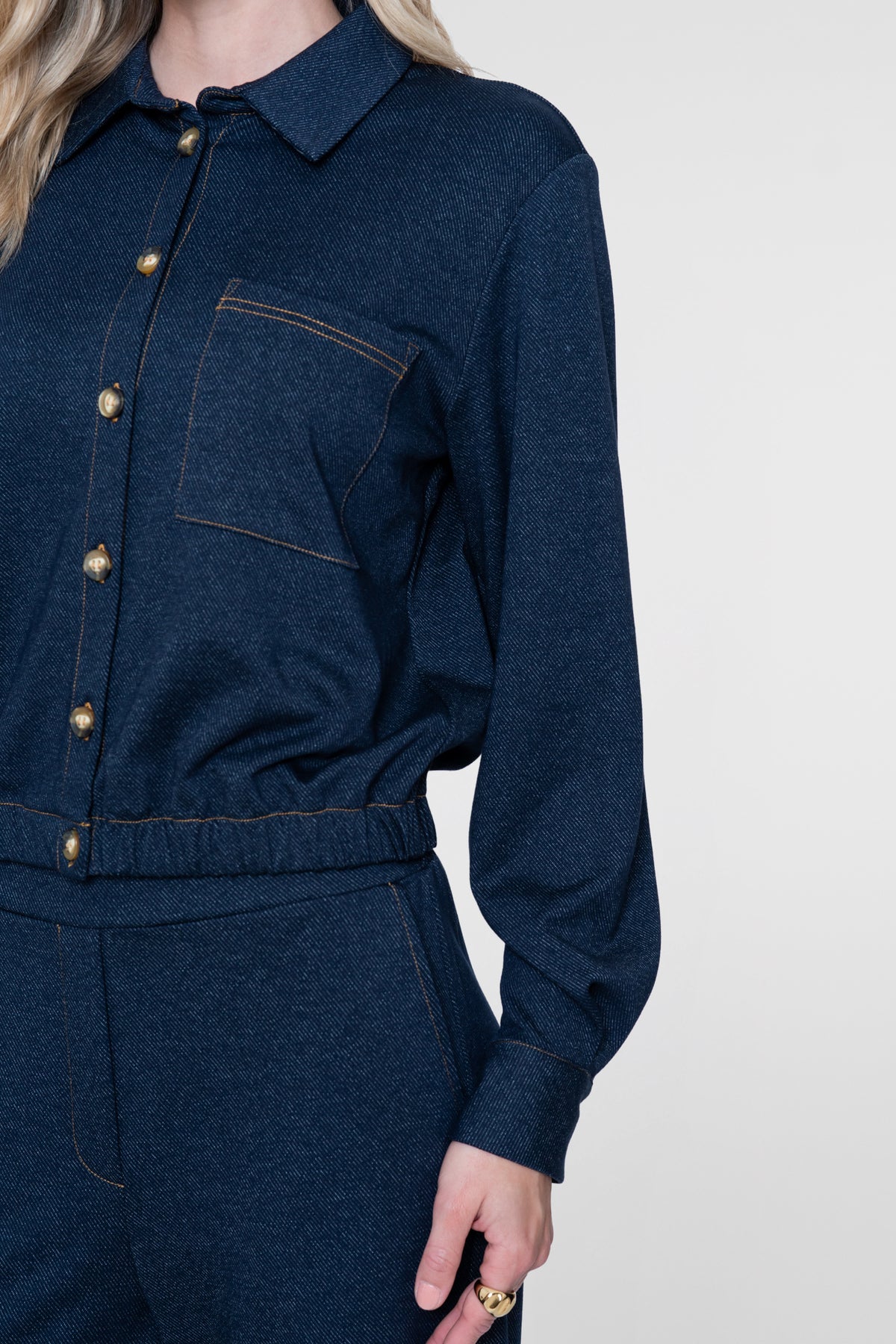 Blouse Denimlook Donkerblauw