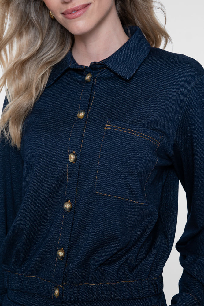 Blouse Denimlook Donkerblauw