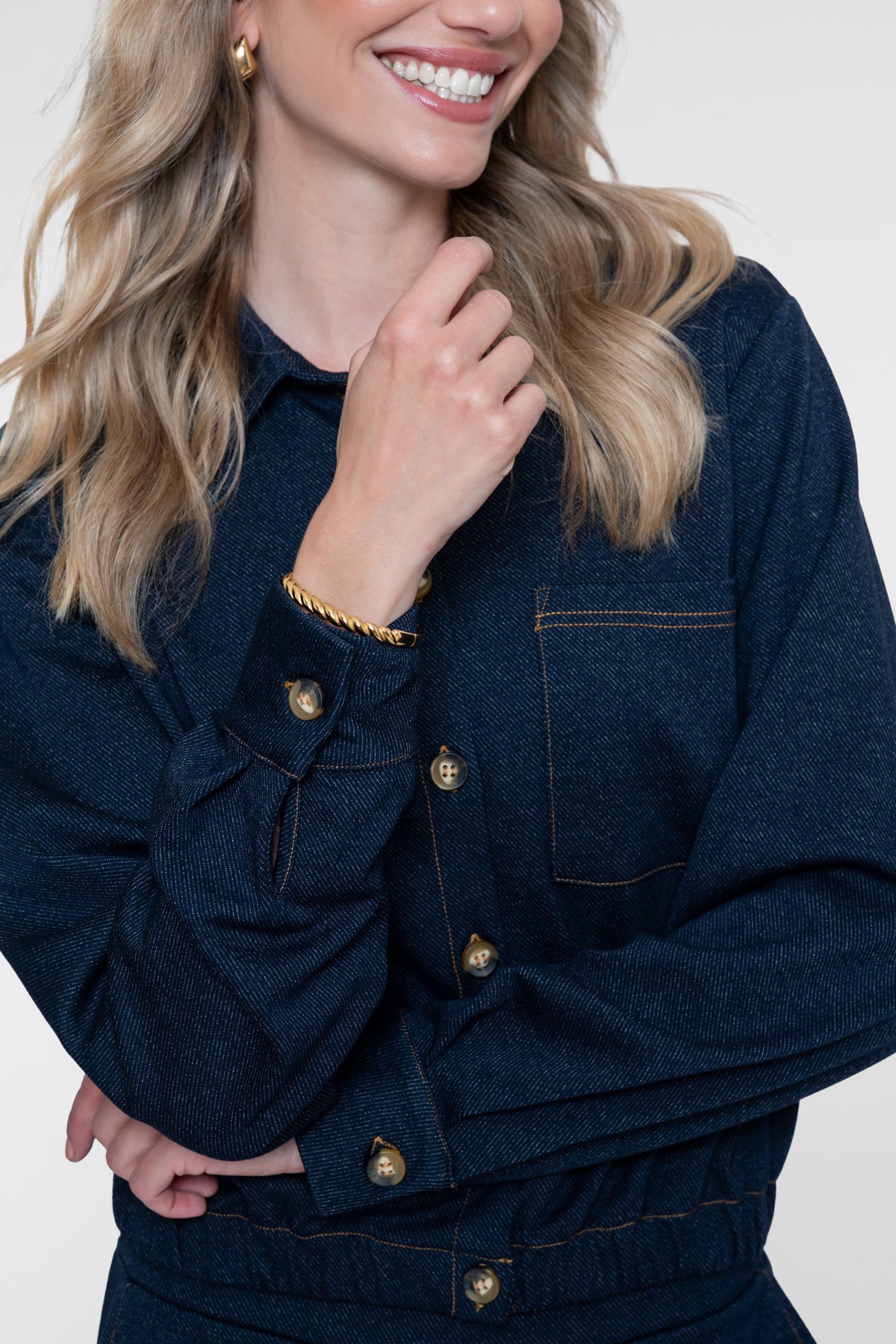 Blouse Denimlook Donkerblauw