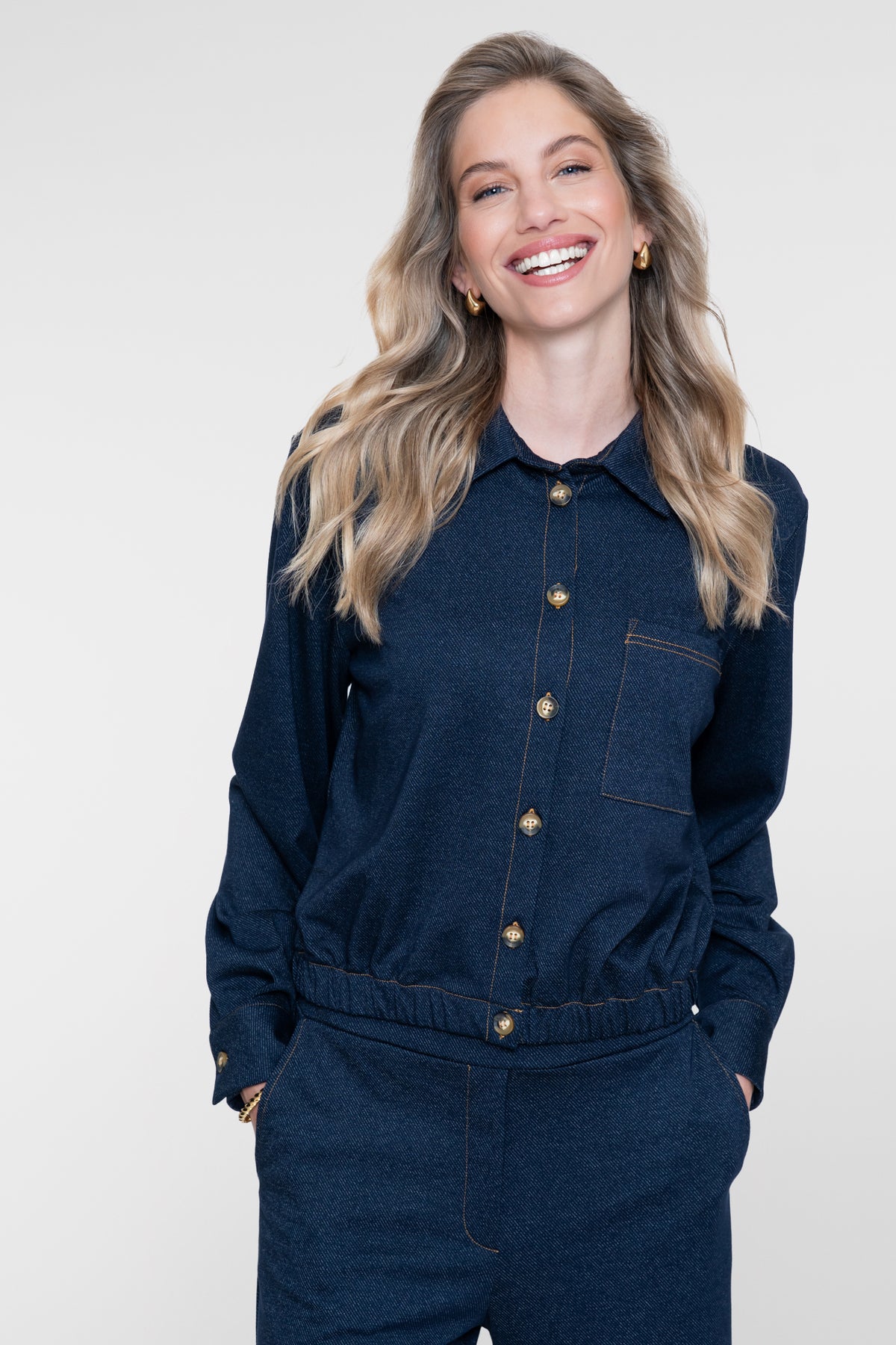 Blouse Denimlook Donkerblauw