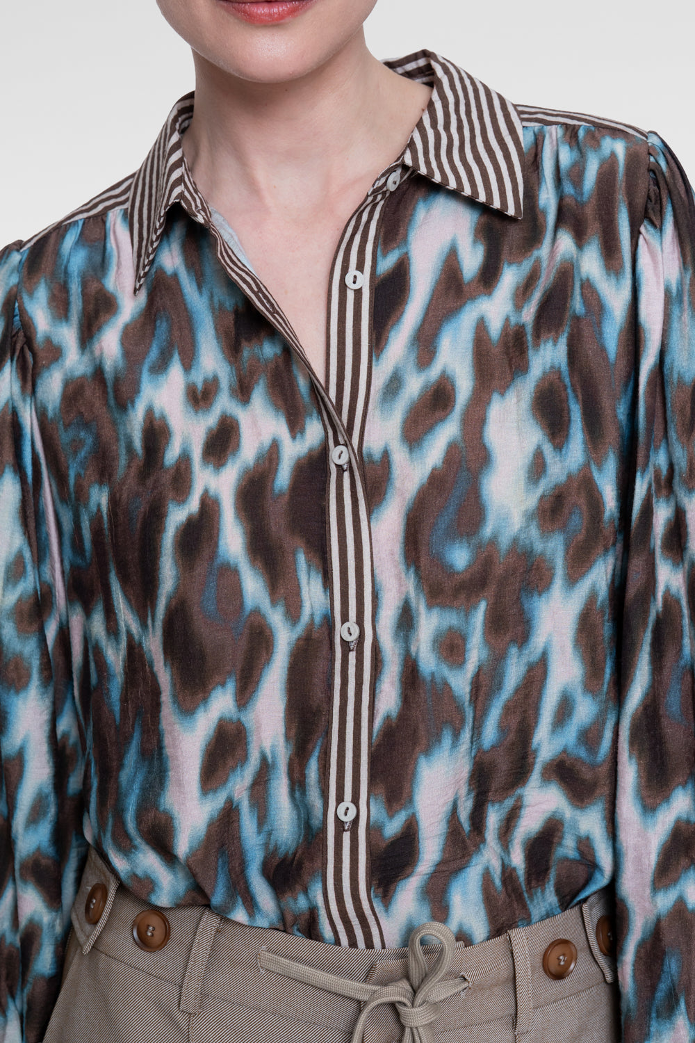 Blouse Luipaardprint Blauw/Bruin