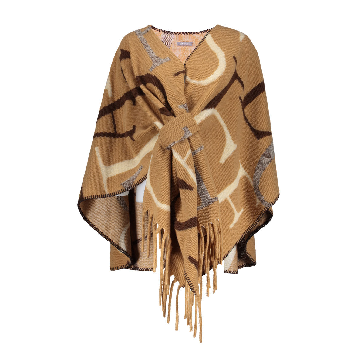 Poncho Letterprint Sand