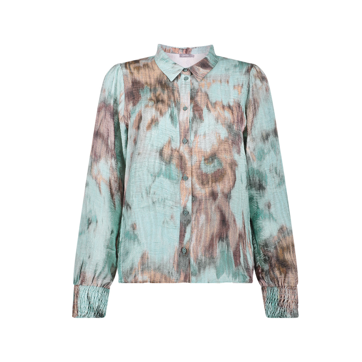Blouse Aquarelprint Mint/Bruin