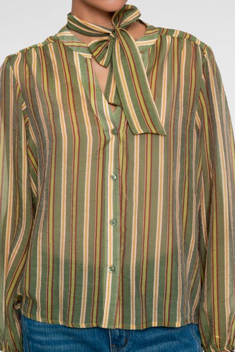Strikblouse Streep Groen/Bordeaux