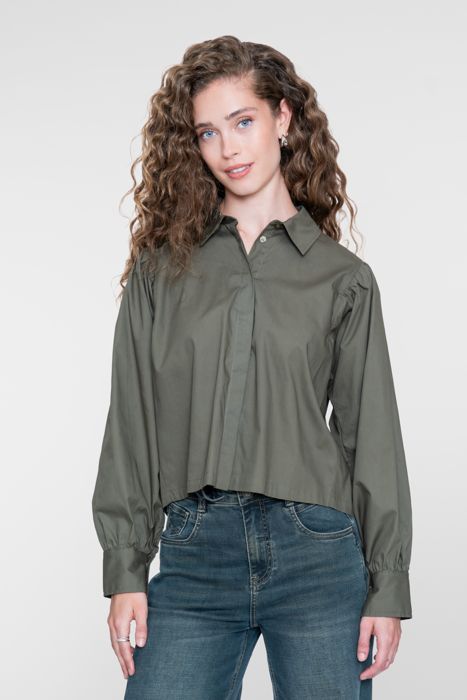 Blouse Plooirug Mosgroen