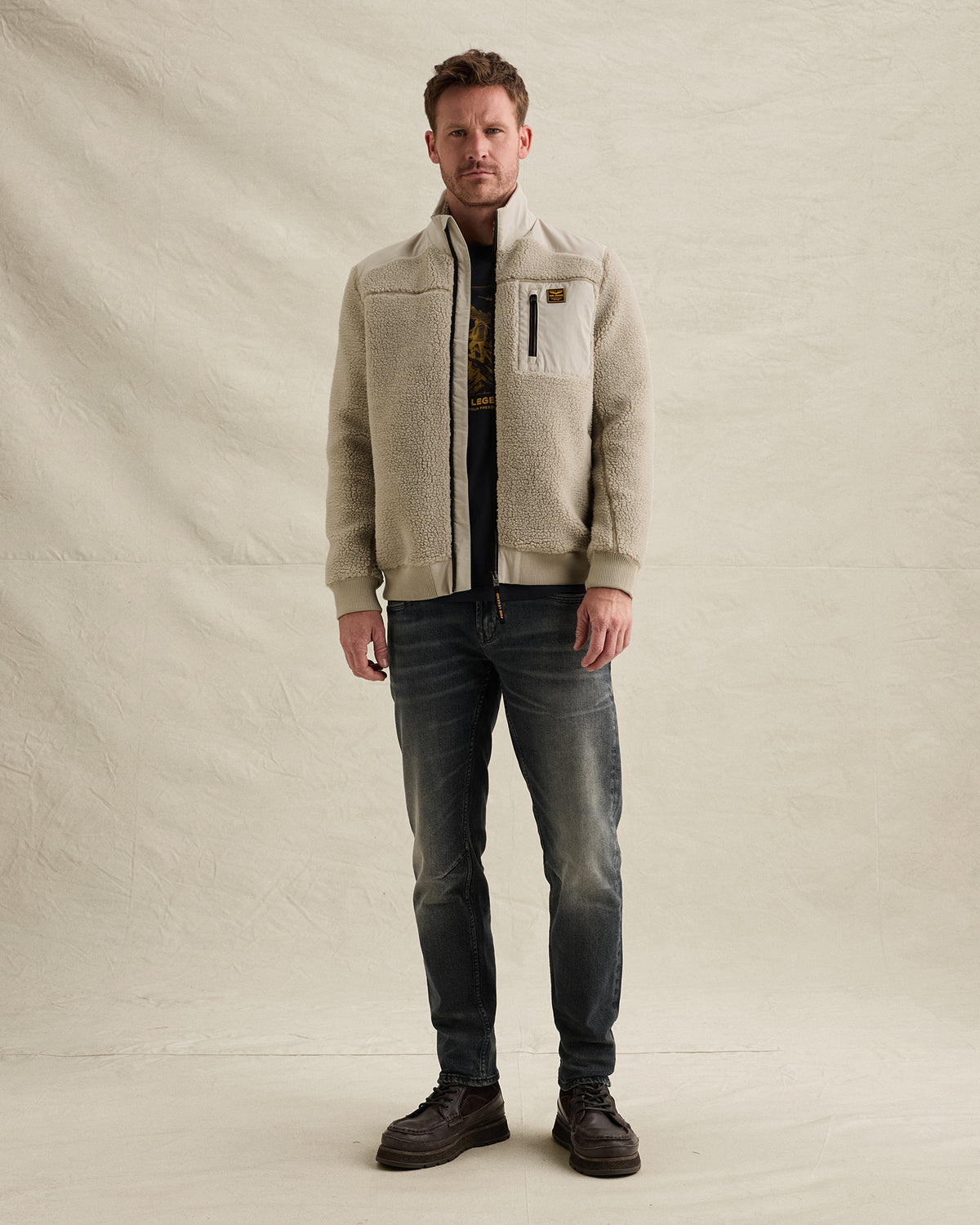 PME Legend jas grijs – Sherpa Hybrid Jacket achterkant