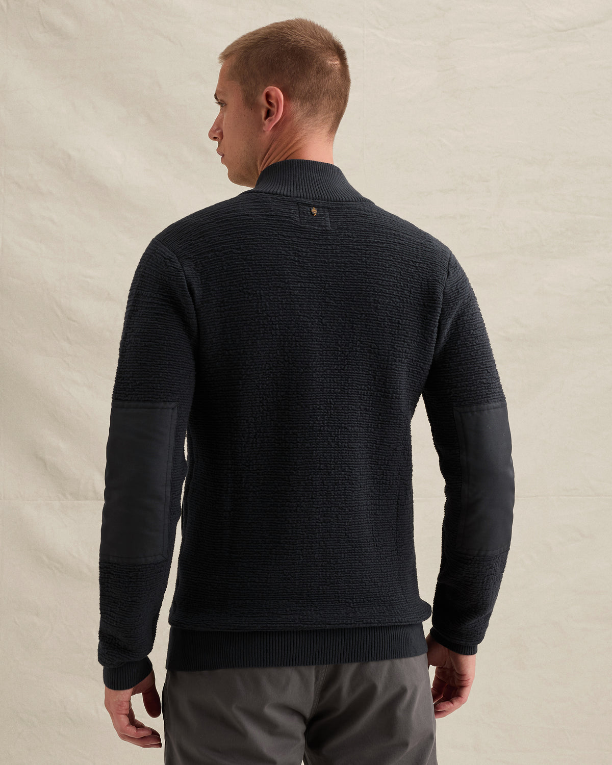 PME Legend vest marineblauw met jacquardstructuur en rits