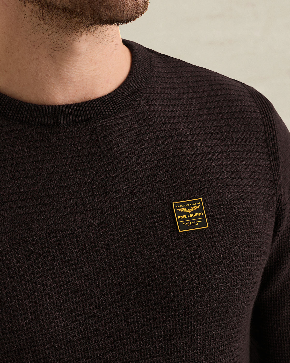 PME Legend trui aubergine – label detail