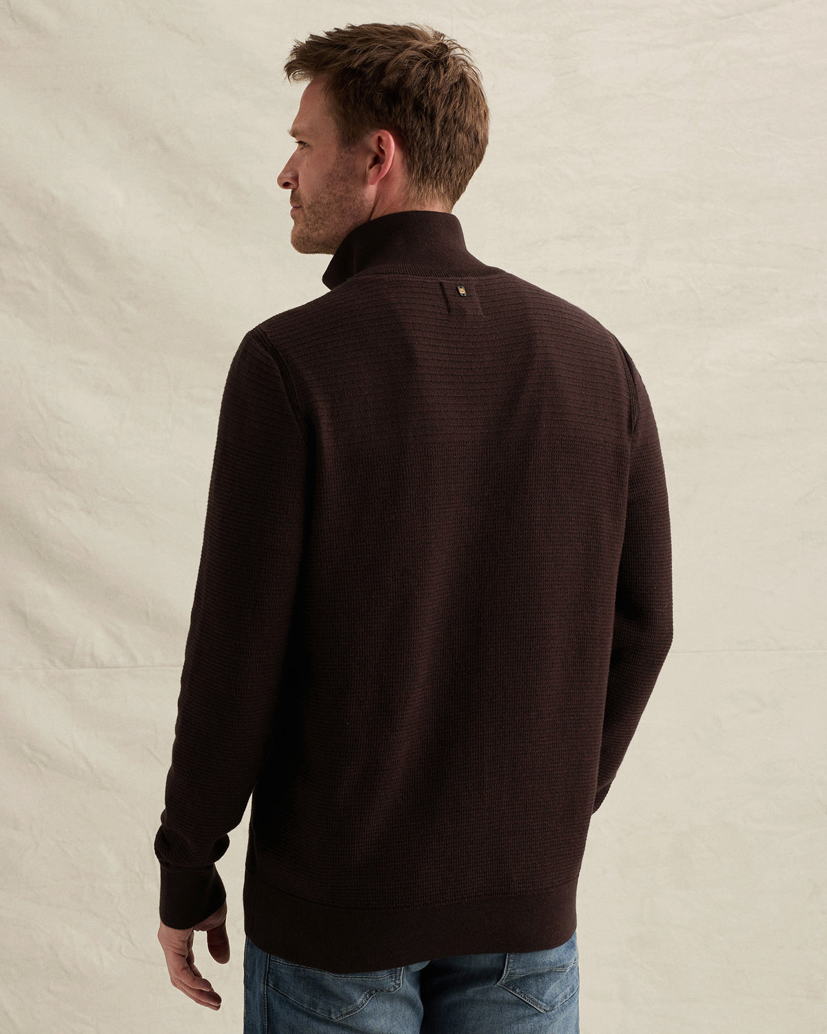 PME Legend half zip trui aubergine – achteraanzicht