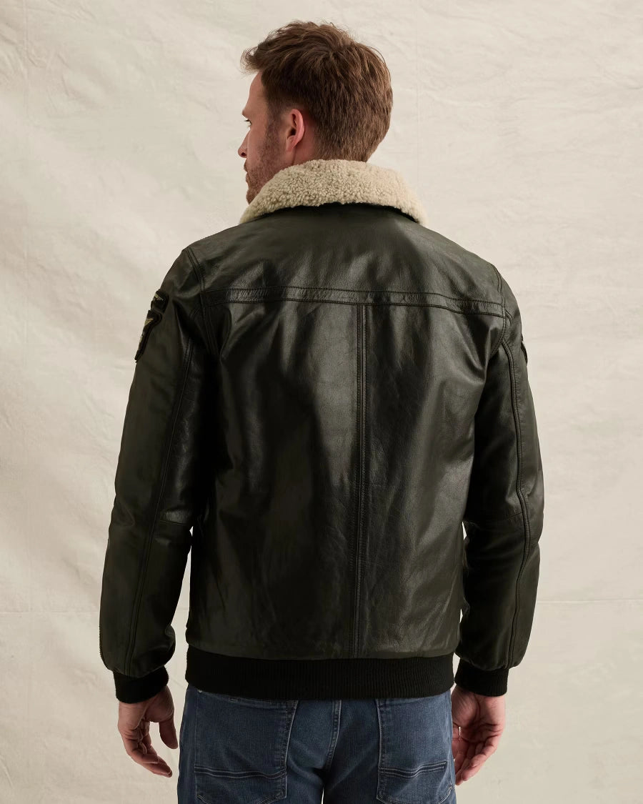 Hudson Bomber Leren Jas Zwart