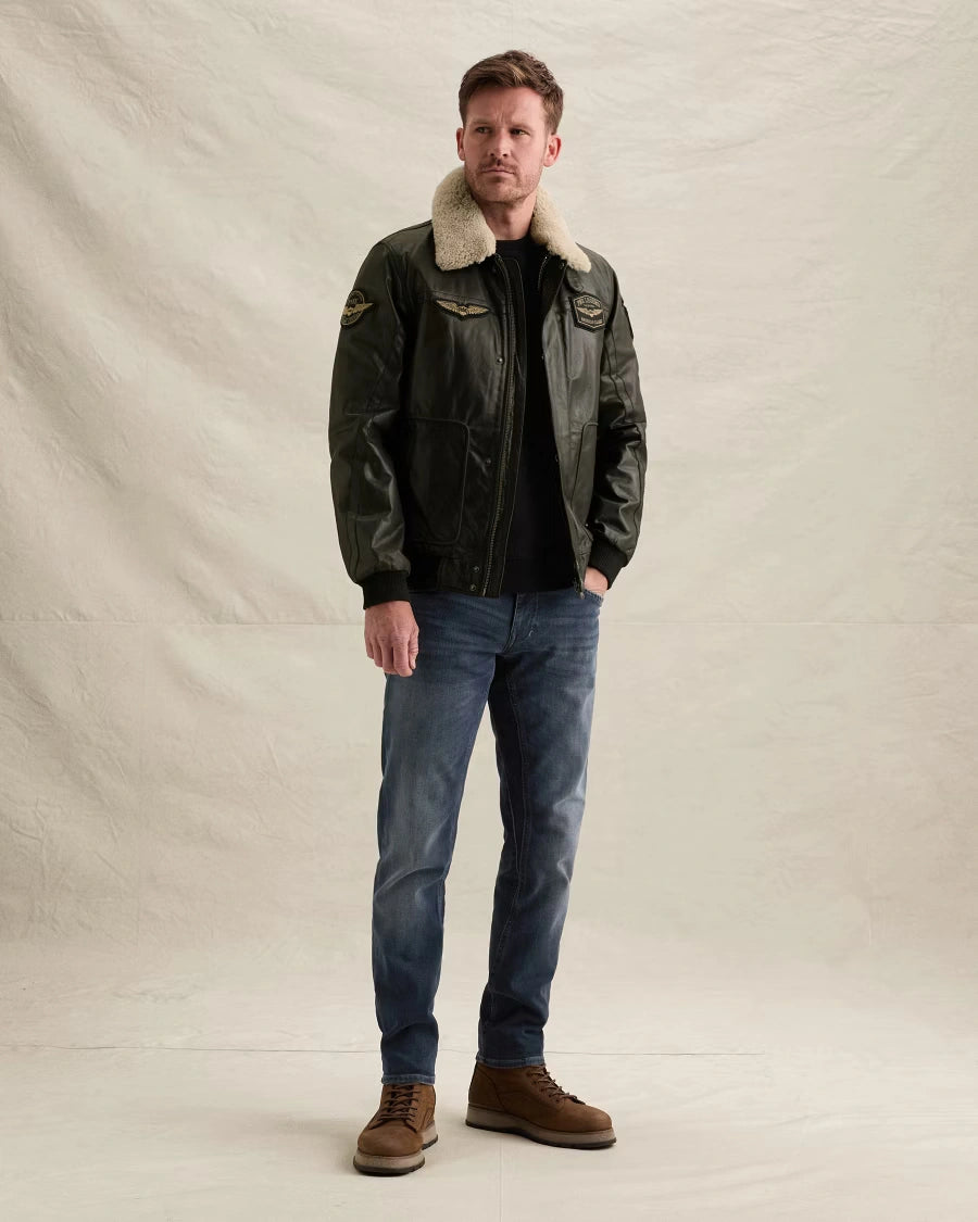 Hudson Bomber Leren Jas Zwart