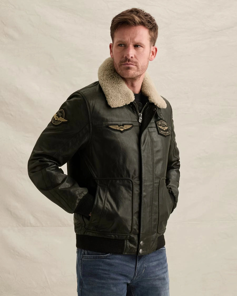 Hudson Bomber Leren Jas Zwart