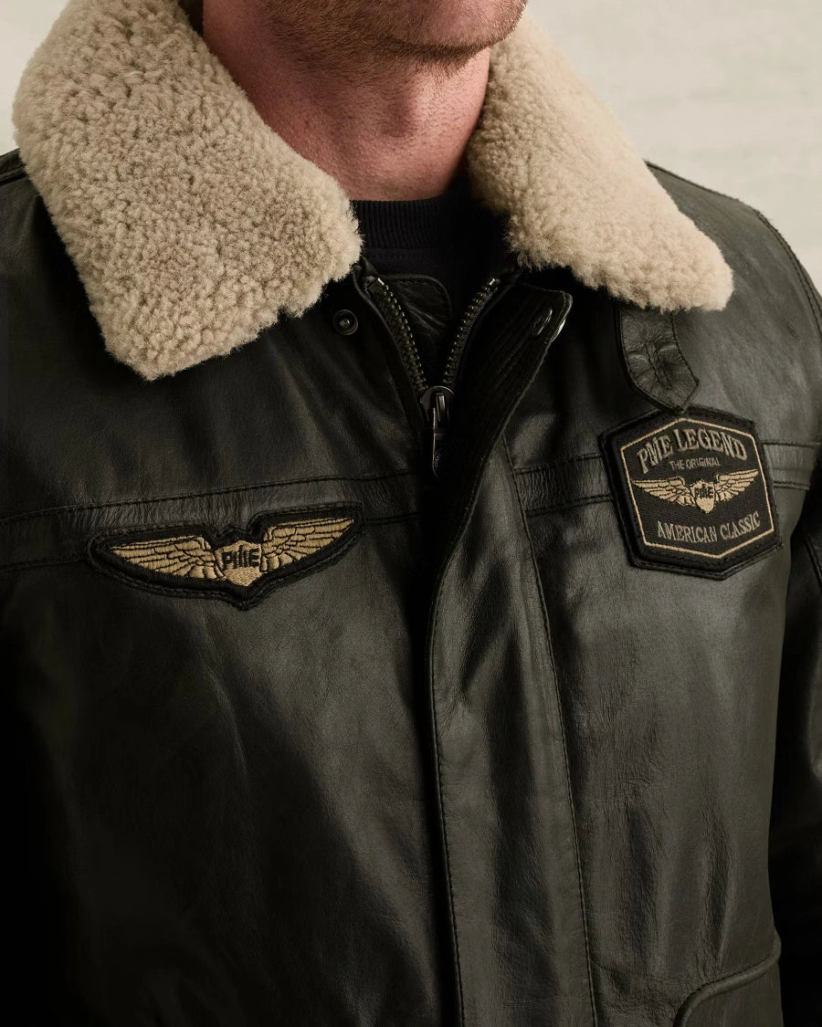 Hudson Bomber Leren Jas Zwart