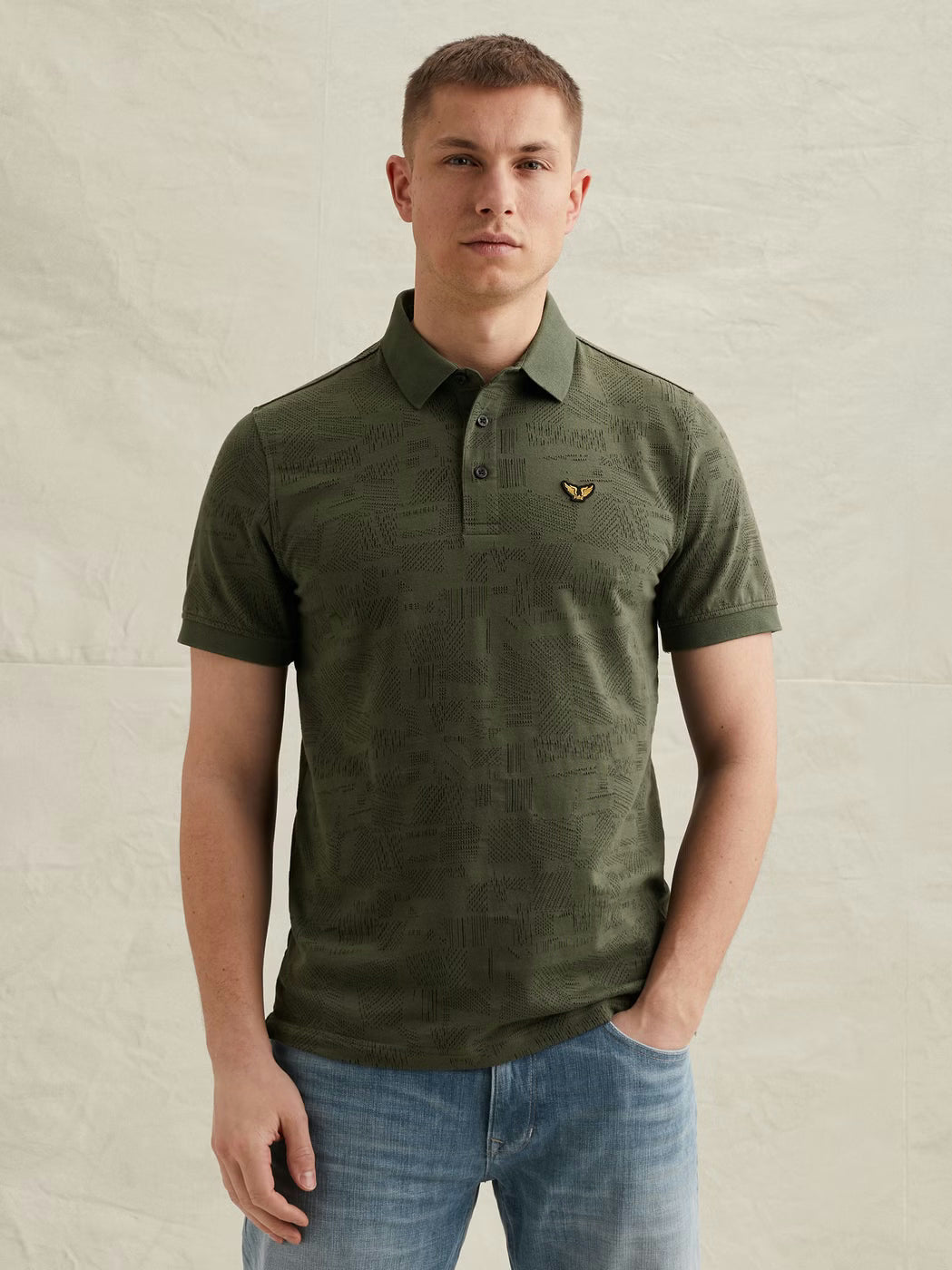 PPSS2603883-6150 Polo Allover patroon groen