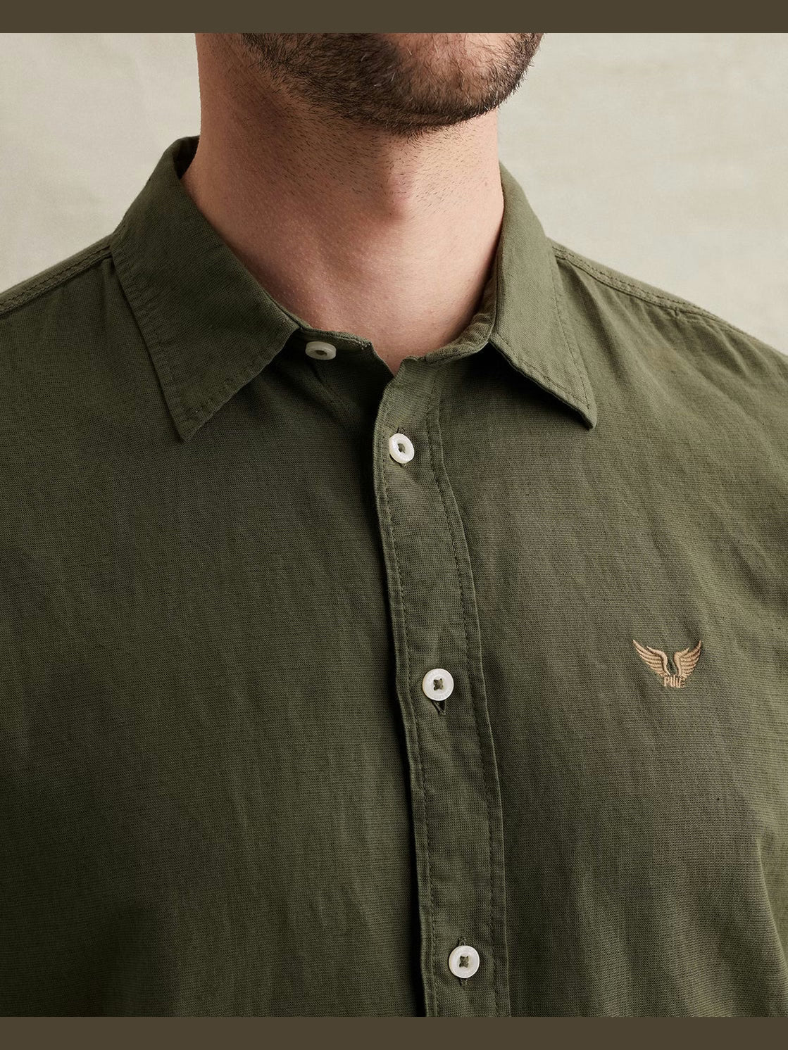 PSI2603243-6150 Overhemd garment-dye groen