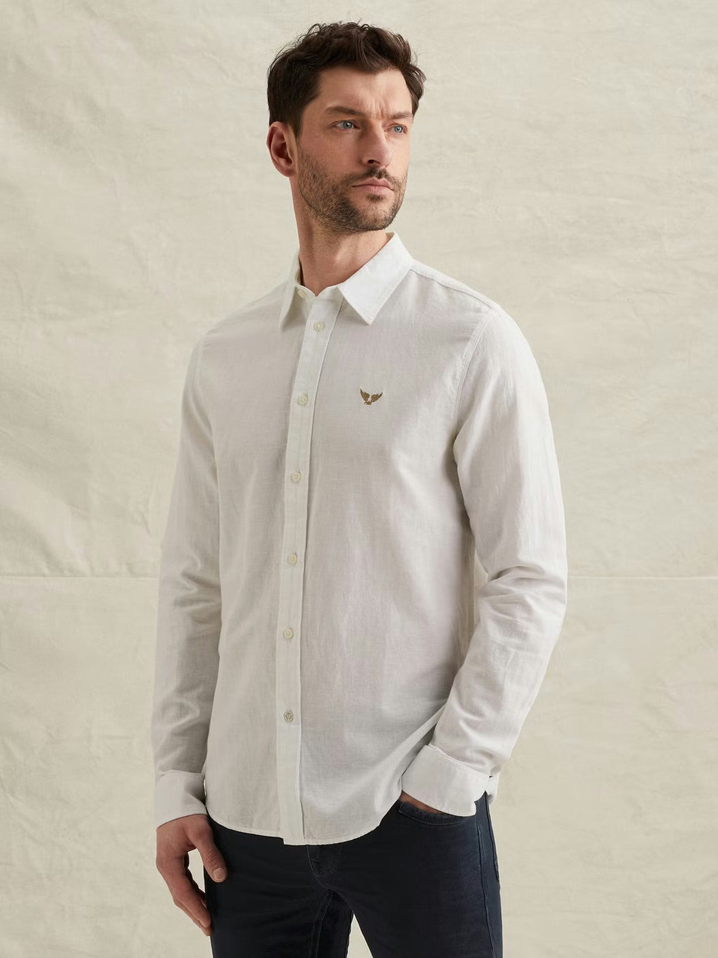 PSI2603243-7003 Overhemd garment-dye wit