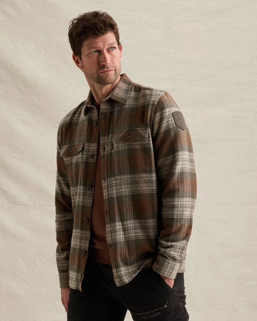 Overshirt Ruitpatroon Cappuccino