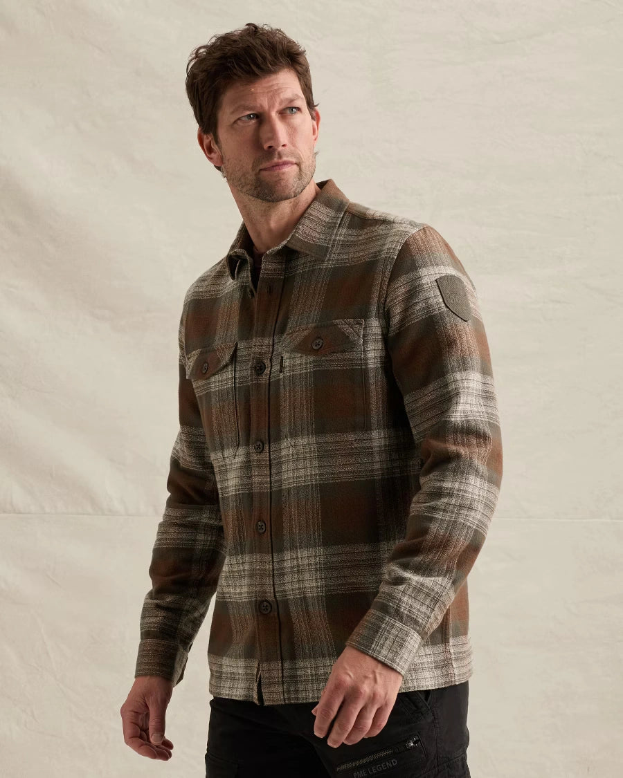 Overshirt Ruitpatroon Cappuccino