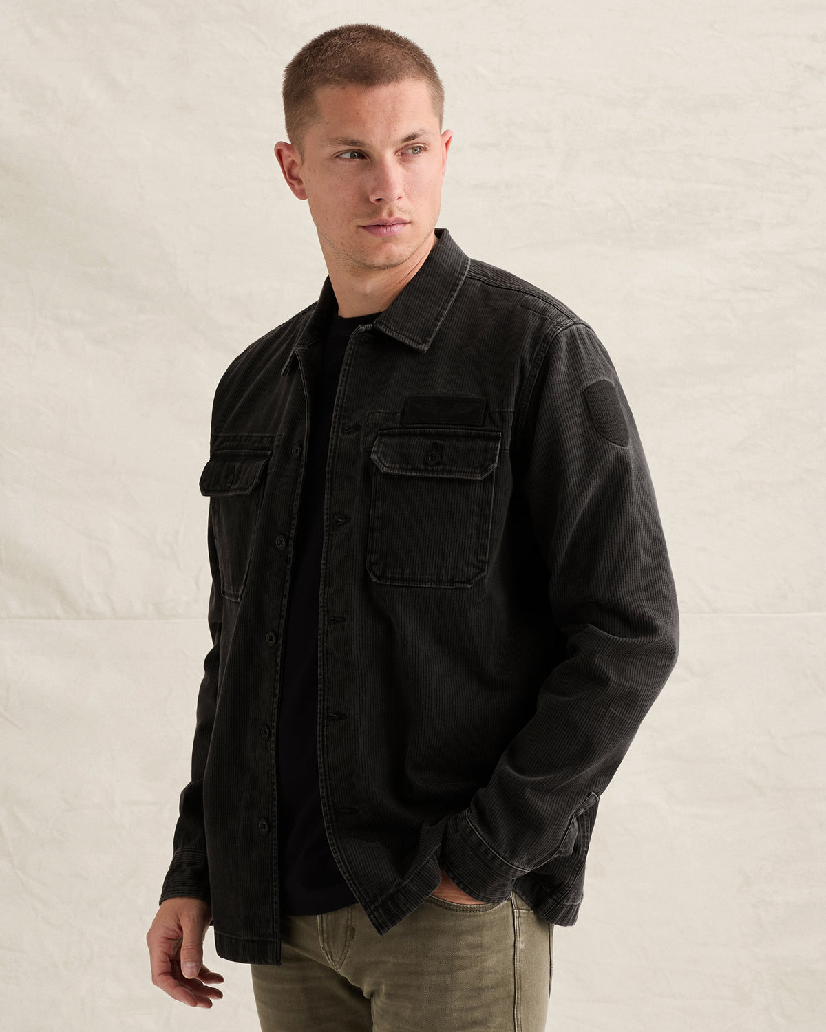 PME Legend overshirt donkerbruin met structuur