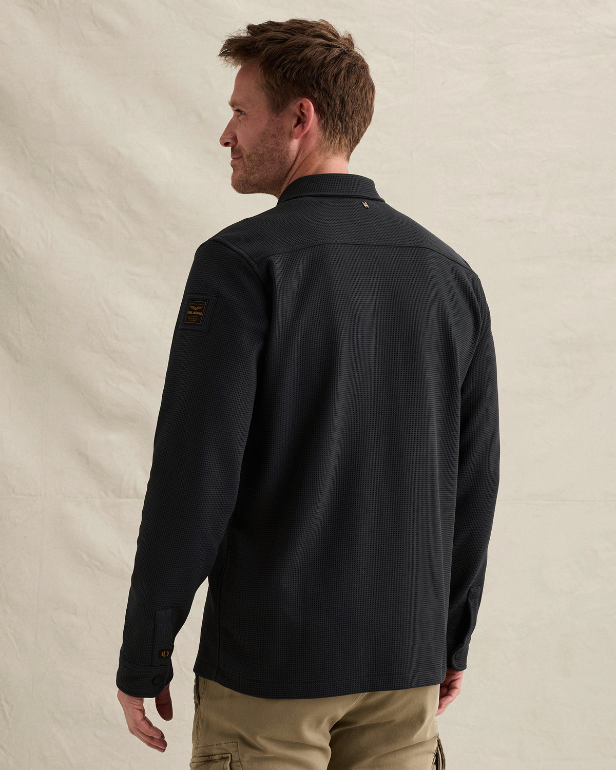 PME Legend overshirt wafelstructuur donkerblauw – achteraanzicht