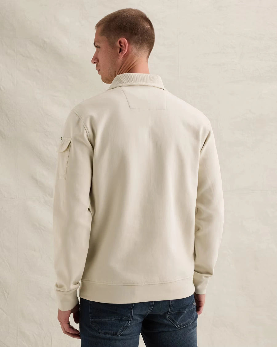 Half Zip Sweater Interlock Gebroken Wit