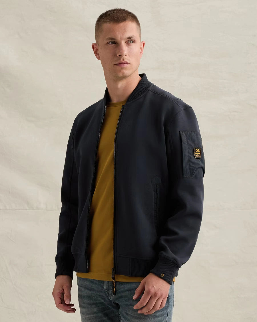 Sweat Jacket Rits Flight Pocket Donkerblauw