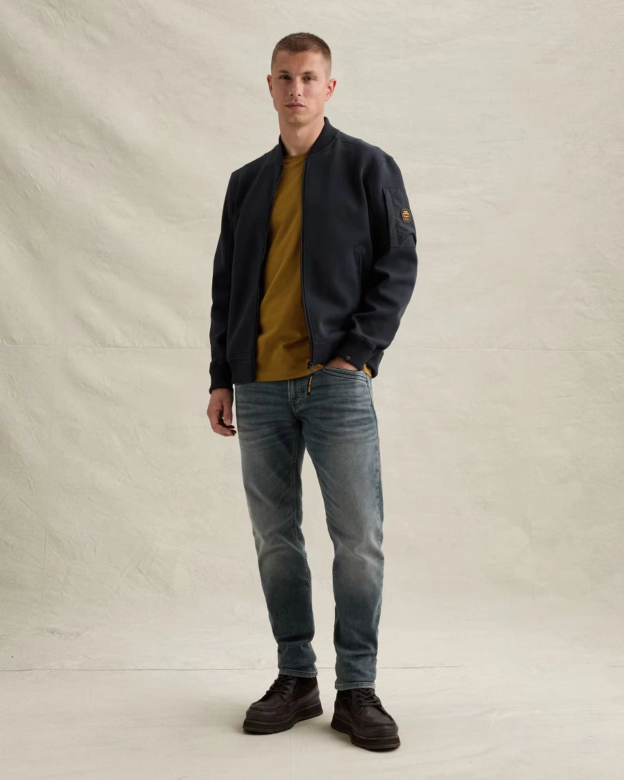 Sweat Jacket Rits Flight Pocket Donkerblauw