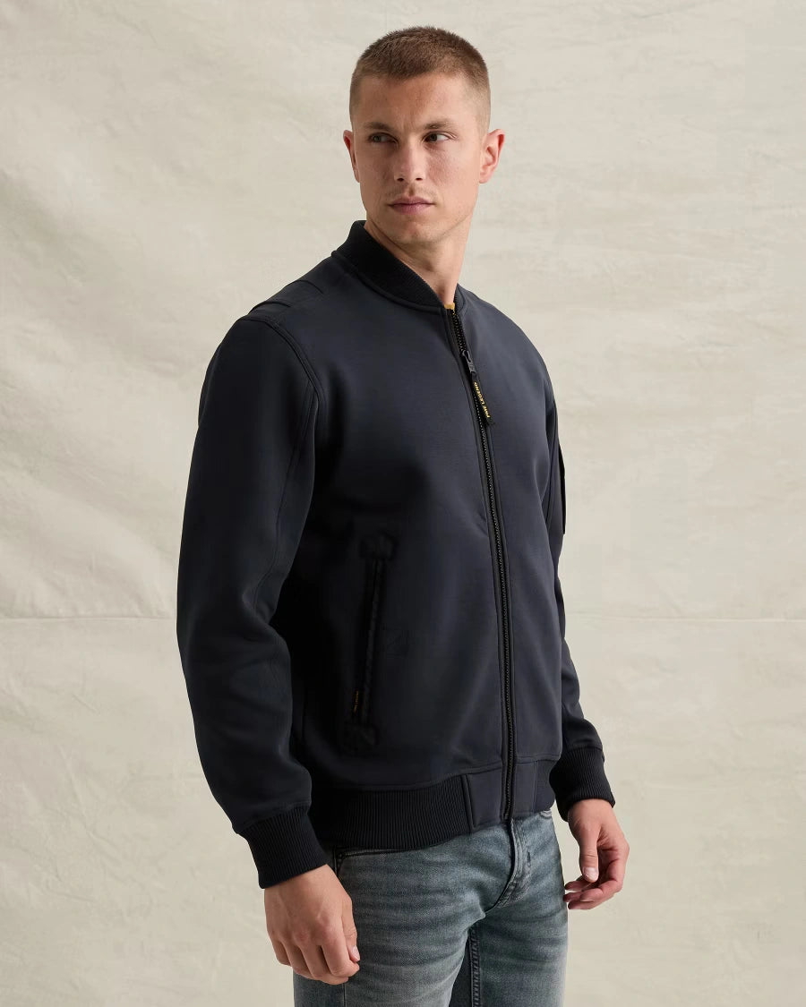Sweat Jacket Rits Flight Pocket Donkerblauw