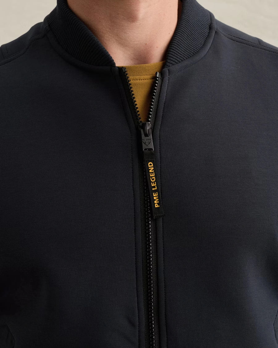 Sweat Jacket Rits Flight Pocket Donkerblauw