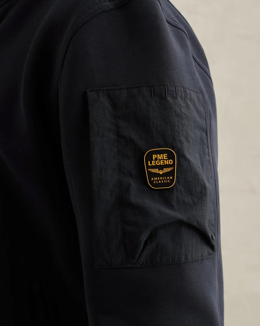 Sweat Jacket Rits Flight Pocket Donkerblauw