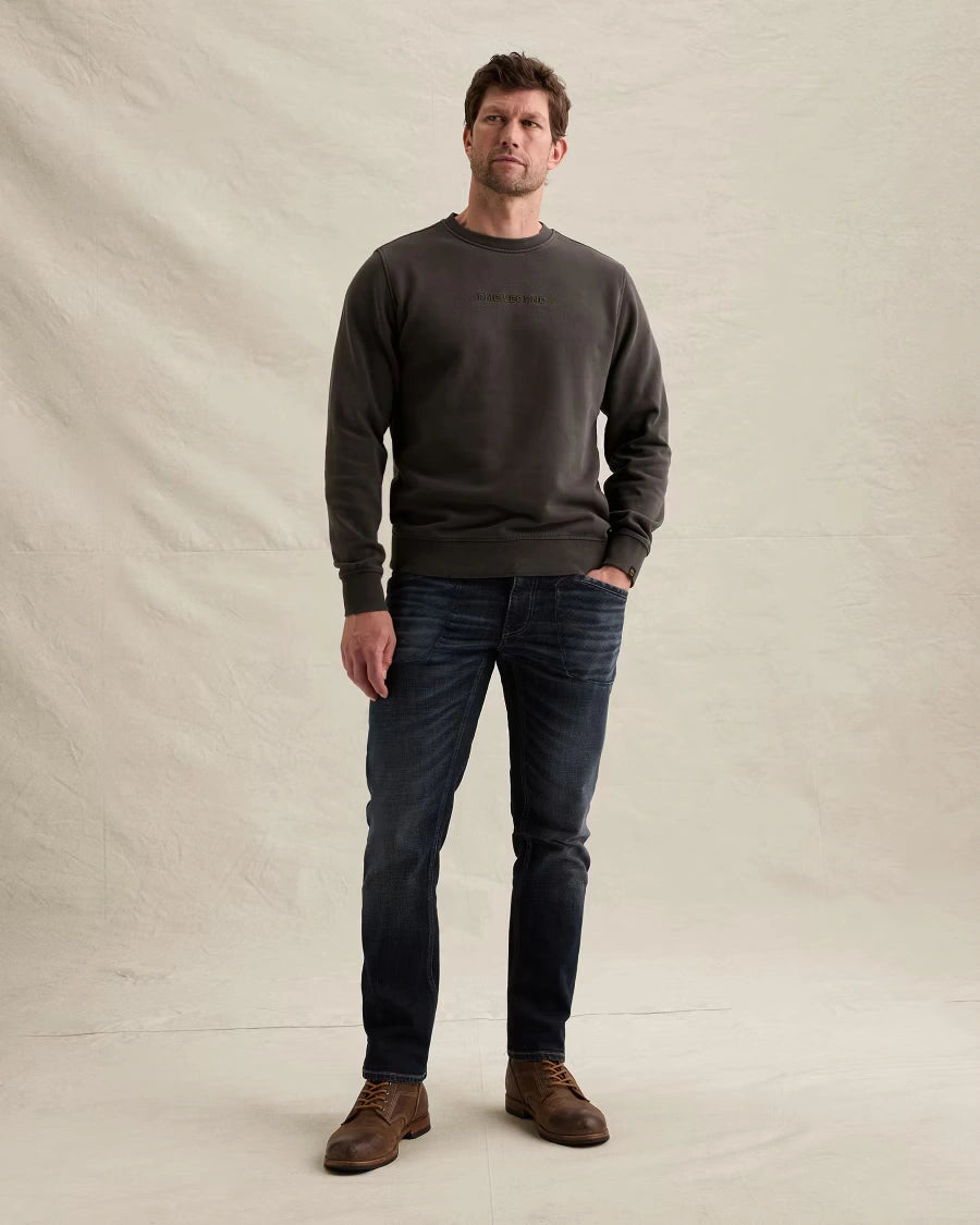 Sweater Garment Dye Donkerbruin